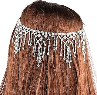 theshai 女式头链珠宝头饰水晶波西米亚,魅力水钻头链复古水钻水晶